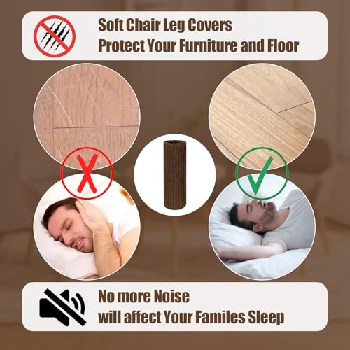 16 PCS Brown Furniture Leg Socks - Small Knitted Chair Leg Floor Protectors for Hardwood Floors - Fits Round and Square Legs - High Elastic Bar Stool Chair Leg Covers Furniture Caps Set for All Shapes - size: 16 Pcs Brown Small