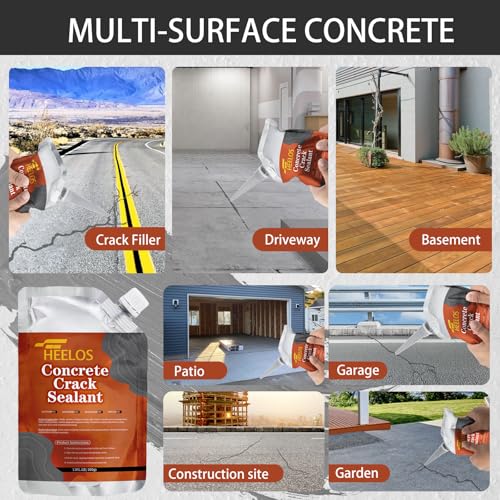 Concrete Crack Filler, 4 Pack Self Leveling Crack Sealant Repair Sealer, High Elasticity Cement Crack Filler, Waterproof Caulking Glue for Driveway, Patio, Sidewalk, Concrete Joint Repair, Grey - style: 4Pack-4.4LB