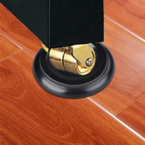 Upright Piano Caster Cups,Premium Quality Hardwood Piano Caster Pads Furniture Leg Pad Set of 4,with Non-Slip Moisture-Proof& Anti-Noise Felt Pads for Hardwood Floor Protectors ((Hardwood-Black) - color: Hardwood-black