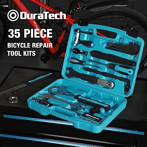 DURATECH Bike Repair Kit, 35PC Bicycle Tool Kit with Carry Case, Bike Accessories for Repairing Tyres, Brakes, Chains, Pedal, Mountain Bike & Road Bike Maintenance, Great Gift for Men, Women - size: 35 PC