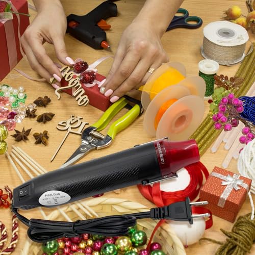 Mini Heat Gun, Portable Hot Air Gun Tool for DIY Crafts Heat Shrink Gun for Epoxy Resin, Embossing, Shrinking Wrapping Drying Paint Removing Stickers (Black) - color: Black