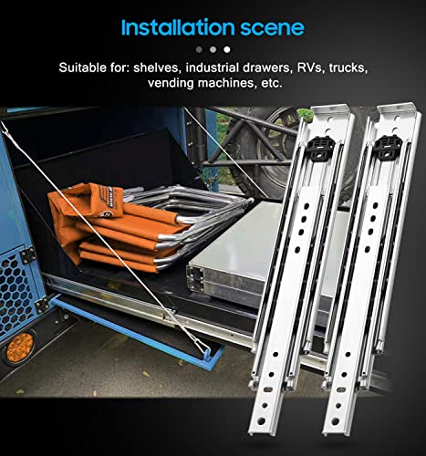 YENUO Heavy Duty Drawer Slides 12 14 16 18 20 22 24 26 28 30 32 34 36 38 40 44 48 52 56 60 Inch Full Extension Side Mount Ball Bearing Long Rails Track Guide Glides Runners Load 500 Lbs 1 Pair - size: 18 Inch, style: Load:500 lb (No lock) -W:76mm