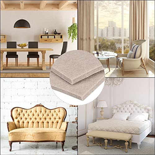 uxcell Felt Furniture Pads Self Adhesive Square Furniture Felt Pads, Anti Scratch Floor Protectors for Furniture Legs Hardwood Floor 1.6 Inch x 1.6 Inch Beige 12pcs - size: 1.6 Inch x 1.6 Inch