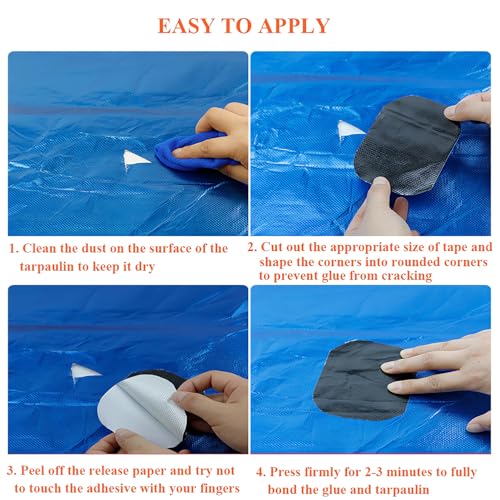 Waterproof Tape Heavy Duty, Tear Resistant Adhesive Tape for Outdoor Repair, Strong Duct Tape for Canvas, Tarp, Tent, Boat Cover, Awning, Vinyl, Plastic - All Weather UV Resistant Patch Kit, White - color: White