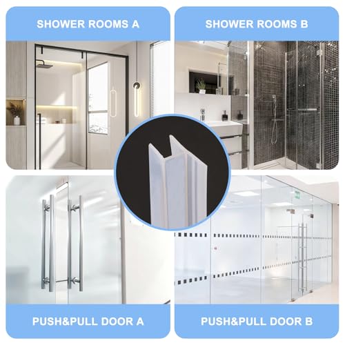 Shower Door Seal Strip (Leak-Proof, 10FT Long, 3/8'' Inch Wide, Silicone), Frameless Glass Door Weather Stripping - size: 10mm
