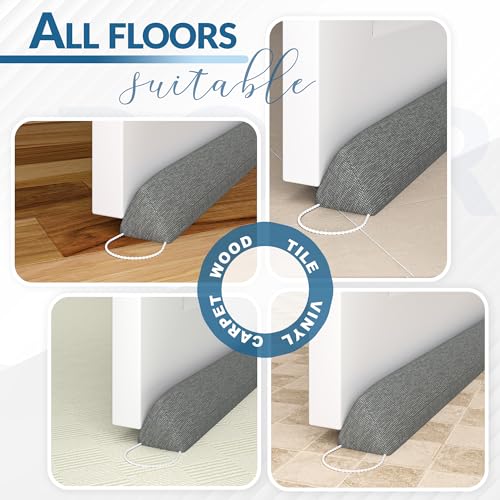SYIPO Triangle Door Draft Stopper,35.4" Weighted Under Door Draft Blocker Bottom Door Seal Noise & Air,Interior Sound Proof Door Snake Draft Insulation Stopper | Warm in Winter & Cool in Summer,Gray