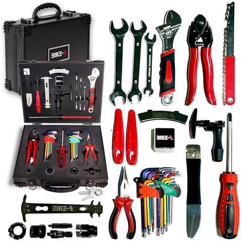Elite 37-Piece Bike Tool Kit – Bicycle Repair & Maintenance Set for Mountain, Road, BMX & E-Bikes, w/Chain Breaker, Tire Repair Tools & Locking Hard Case