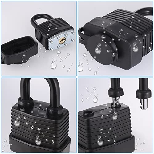 Padlock Latch Lock, 4Inch Stainless Steel Hasp Latch with Padlock Keys Screws, Heavy Duty Black Shed Lock, Waterproof Pad Locks Latches, Gate Locks for Barn Door Cabinet Fence Garage - style: 4Inch