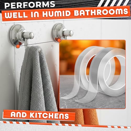 2Pcs Clear Double Sided Mounting Tape – 2-Size Double Face Tape Heavy Duty 240"х1.18" & 0.8" (20 Ft) – Home, Office, Decor & Diy Projects, No Tools Needed, Works on Wall, Tile, Glass, Metal, & Plastic - size: 20 ft x 1.2" & 0.8"