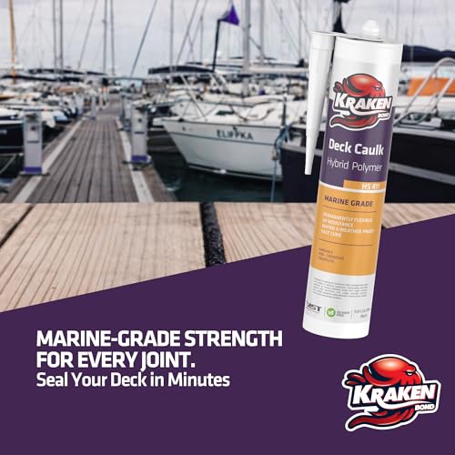 Kraken Bond Black Marine Sealant 5200 - (2x9.8 Fl. Oz) Fast Dry UV Resistant Marine Grade Caulk, Low Odor, Paintable, Waterproof for Boat Maintenance and All Weather Conditions, 2 Pack - size: 2 Pack