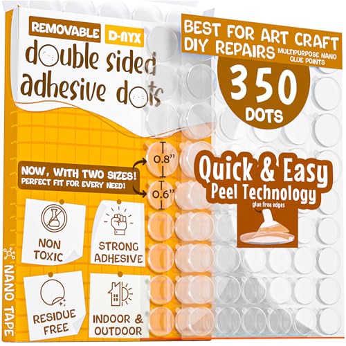 Double Sided Tape Adhesive Dots Stickers 280, 350, 450, 550 or 700 Pack Removable Putty No Trace Clear Sticky Tac Blue Sticky Tack Balloon Tassels Picture Hanging Strips (350 Sticky Dots) - style: 350 Sticky Dots