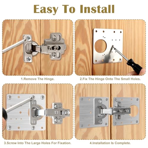 20PCS Upgraded Cabinet Hinge Repair Plate Kit, Durable Door Hinge Mounting Plate Stainless Steel, Large Cabinet Fix Board with Screws for Kitchen Cabinet, Cupboard Doors and Furniture