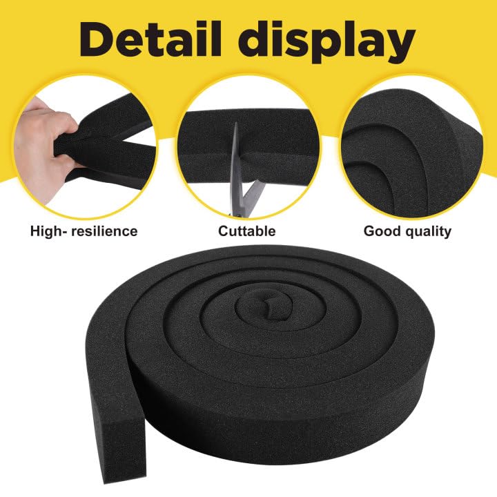 Tlswshsy 2 in x 6.5 ft Air Conditioner Foam Tape-2Pcs Non-Adhesive Foam Seal Strip with Glue Point for Door/Window Seal - color: black-2pcs