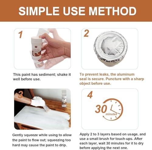 6.35 Fl Oz White Touch Up Paint, White Paint for wood, Doors, Cabinets, Furniture & Metal Surfaces, Quick-Drying Formula, Easy Application - color: white