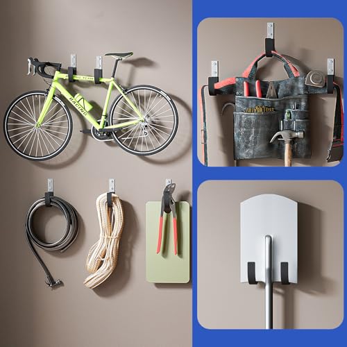 Heavy Duty Wall Hooks, Garage Storage Utility Hooks, Steel Wall Mount Hanger, Tool Organizer Hose Hanger Steel U Hooks for Garage & Garden (2, Black) - color: Black