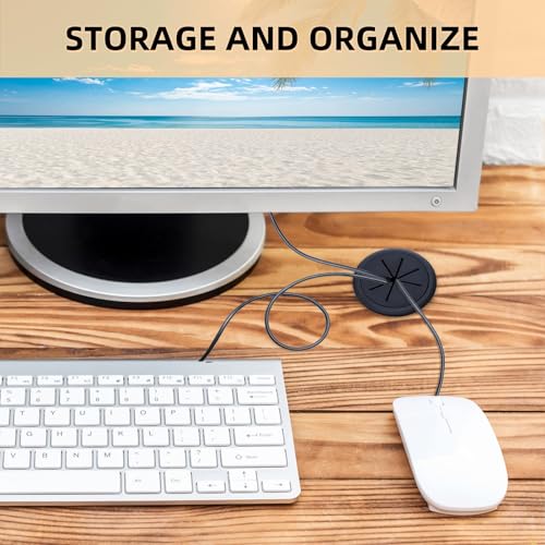 Covzoe 20 Pack Desk Grommets, 2 Inch(50mm) Desk Cable Hole Cover with Built-in Hole Saw, Wire Cord Cable Grommet for Home Office, Black