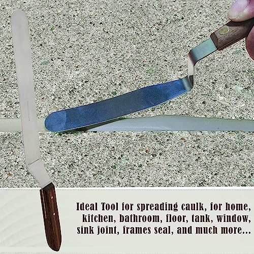 A2Z Scilab Brand Engineering Classic Offset Caulk Tooling Spatula, Stainless Steel (12 Inch Long Offset Blade) - style: 12 Inch Long Offset Blade