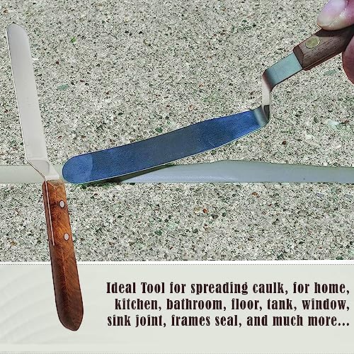 A2Z Scilab Brand Engineering Classic Offset Caulk Tooling Spatula, Stainless Steel (5 Inch Long Offset Blade) - style: 5 Inch Long Offset Blade