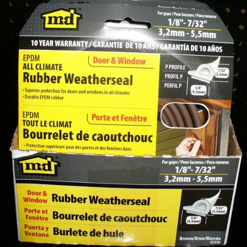 All Weather EPDM Rubber weatherstripping, P Seal Door Seal - MD Building Products 02550 (Pack of 2) - color: Brown, size: 7/32 in. x 3/8 in. (Pack of 2)
