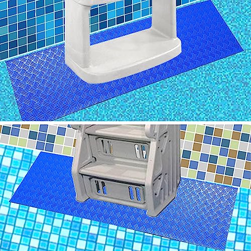 Swimming Pool Ladder Mat - Protective Pool Ladder Pad Step Mat with Non-Slip Texture, Blue Medium Pool Step Mat, Pool Liner Protection Mat 36 inch X 17 inch - size: 36 X 17 Inch