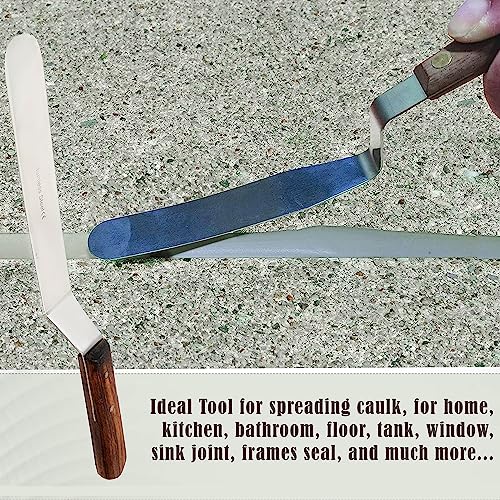 A2Z Scilab Brand Engineering Classic Offset Caulk Tooling Spatula, Stainless Steel (8 Inch Long Offset Blade) - style: 8 Inch Long Offset Blade