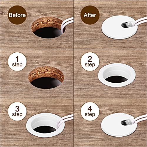 4 Packs Desk Grommet, 1-3/8 Inch 35 mm Plastic Desk Cord Cable Hole Cover Grommet for Computer Table Wire Organizer for Home and Office PC Desktop Management