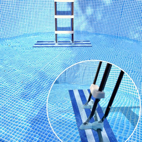 Drydiet Pool Step Mat Above Ground Ladder Mat, Swimming Protective Nonslip Step Pad with Texture, Pool Essentials Accessories for Floor Liners and Stairs, Blue and White Stripes(36 x 9 Inch) - size: 36 X 9 Inch