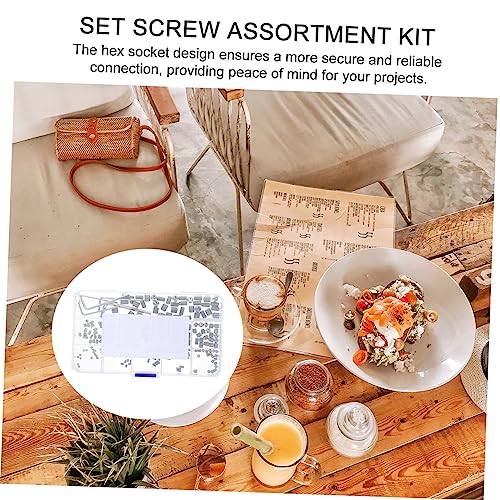 Stainless Steel Set Screw Assortment Kit with 125 Pieces Including M3 to M8 Sizes and 5 Wrenches for Industrial DIY and Home Repair Projects