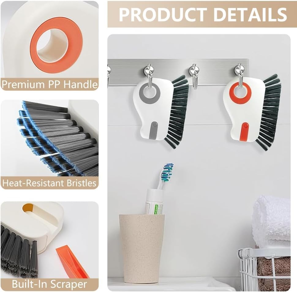 2 in 1 Window Track Cleaning Brush Tools, Hard Bristle Crevice Cleaning Brush, Multifunctional Gap Scrub Brush with Hidden Scraper, Groove Cleaning Brush for Sliding Door Track, Window Sill (Mix#1) - color: Mix#1