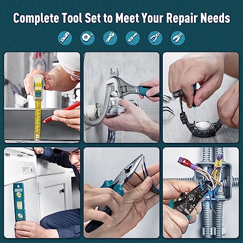 Sundpey Home Tool Kit 281-PCs - Portable Complete Basic Repair General Hand Tool Sets for Men Women - Full Tool Set with Socket Wrench Set & Screwdriver Set & Metric Hex Key & Pliers & Tool Box Case - color: Blue
