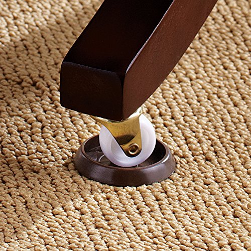 SoftTouch 1-11/16" Round Reusable Furniture Caster Cups for Couches, Chairs, Tables on Carpet or Hard Surfaces, Furniture Wheel Caster Cups with Vinyl Base, Set of 4, Brown