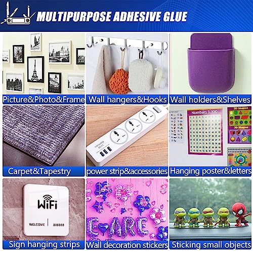 ZMUAXUAN Strong Nano Double Sided Tape Heavy Duty Mounting,Clear Removable Wall Sticky Adhesive Strips,Reusable Thick Gel Grip for Hanging Picture,Poster,Carpet,Photo