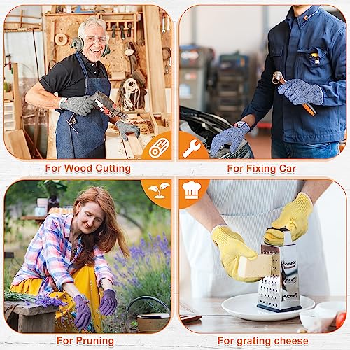 Hercicy 12 Pairs Cut Resistant Gloves Level 5 Protection Safety Cutting Kitchen Cuts Gloves for Chefs Garden - size: Large
