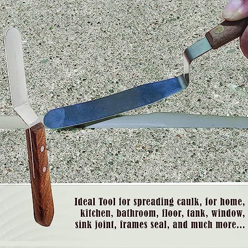 A2Z Scilab Brand Engineering Classic Offset Caulk Tooling Spatula, Stainless Steel (3 Inch Long Offset Blade) - style: 3 Inch Long Offset Blade