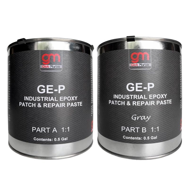 Epoxy Patching Paste Kit – 1 Gallon | Heavy-Duty Concrete Crack Filler Epoxy for Floors & Walls | 1:1 Mix Ratio | Fills Cracks Up to 2” Deep | GE-P Gray Patching Paste
