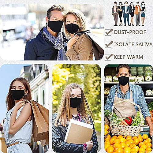 Black Reusable Breathable Cloth Face Protection,Adjustable Washable Male and Women Fashion Face Protection Cover - color: 10pcs