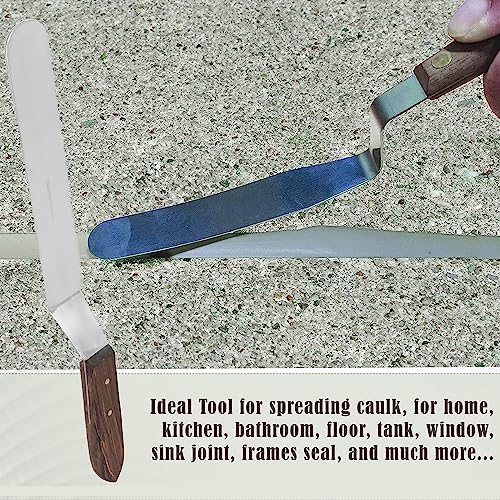 A2Z Scilab Brand Engineering Classic Offset Caulk Tooling Spatula, Stainless Steel (10 Inch Long Offset Blade) - style: 10 Inch Long Offset Blade