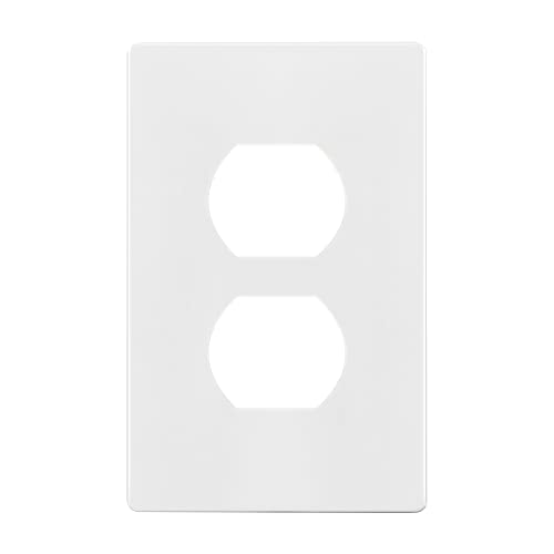 ENERLITES Screwless Duplex Wall Plate, Child Safe Receptacle Outlet Cover, Standard Size, 1-Gang 4.68" x 2.93", Unbreakable Polycarbonate Thermoplastic, UL Listed, SI8821-W, Glossy, White - color: White, size: Screwless