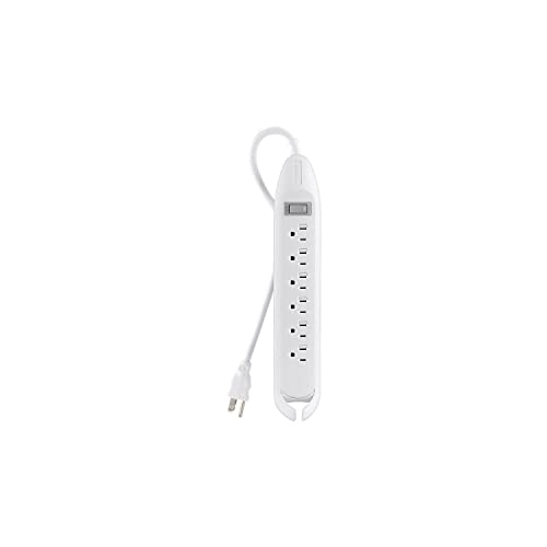 Belkin 6-Outlet Power Strip with 4-Foot Power Cord (White) (F9D160-04) Beige - style: 4 ft