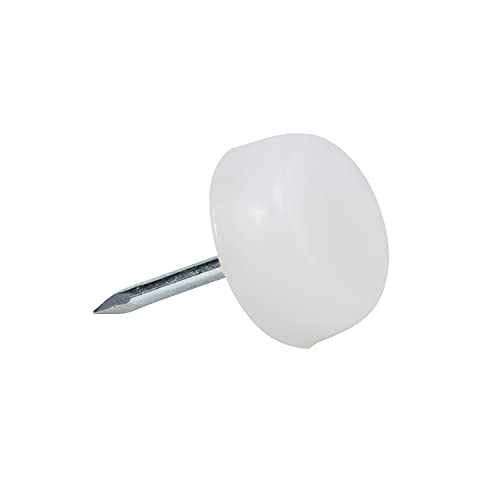 25 Pack Rok Hardware 3/4″ (19mm) Standard Nail On Furniture Glides in White Color, Flat Head, Chair Foot Glides, SLG34WHT - color: White