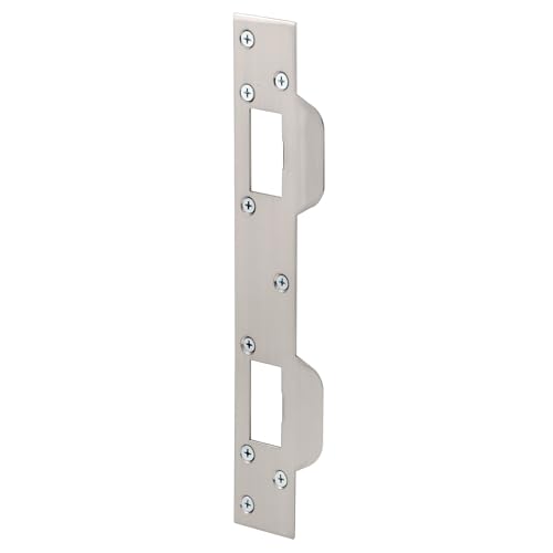 Prime-Line U 10385 Door Strike, for Use with 5-1/2 In. and 6 In. Hole Spacing On Dead Latch and Deadbolt, Steel, Satin Nickel (Single Pack) - color: Satin Nickel
