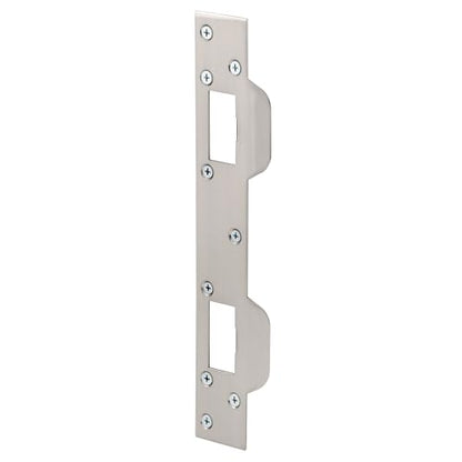 Prime-Line U 10385 Door Strike, for Use with 5-1/2 In. and 6 In. Hole Spacing On Dead Latch and Deadbolt, Steel, Satin Nickel (Single Pack) - color: Satin Nickel