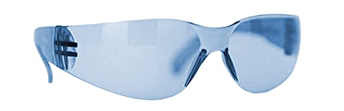 BISON LIFE Clear Safety Glasses – ANSI Z87.1 Scratch & Impact Resistant Wrap Around Eye Protection Goggles for Men & Women - color: Blue/Blue