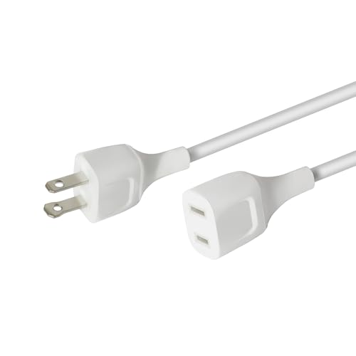 Short 6 Feet Extension Cords for Small Appliances White Extension Wire Indoor Use Extension Cord with 625W 5A 2 Prong Polarity Extension Cable for Holiday Lights, Electronics (1 Pack) - size: 6FT White (1 Pack)
