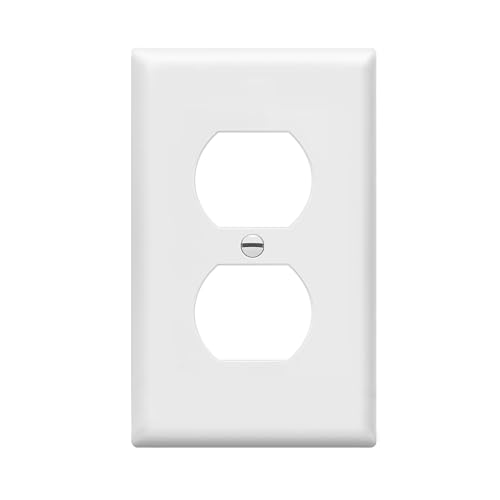 Enerlites 8821-W Duplex Receptacle Outlet Wall Plate, Standard Size 1-Gang, Polycarbonate Thermoplastic, White - color: White, size: Standard Size