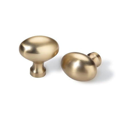 TUNNY 10 Pack Oval Ellipse Single Hole Cabinet Knob-Champagne Bronze Single Hole Furniture Hardware Knob for Bathroom Dresser Kitchen Cabinets Bedroom Cabinet Pull - color: Champagne Bronze, size: Knob - 1.32"(33.6mm) Diameter - 10pcs