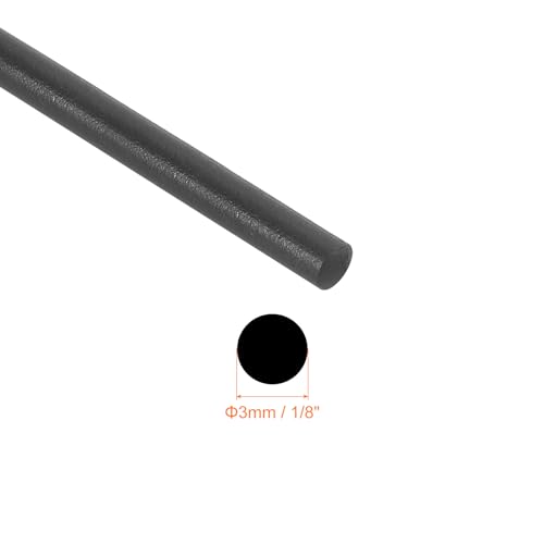 uxcell Nitrile Rubber Round Seal Strip, 3mm(1/8") Diameter 3 Meters (9.84Ft) Long Hard Solid Rubber Weather Stripping for DIY Gasket, Industrial Equipment, and Furniture - size: 3mmx3m