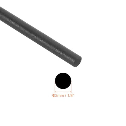 uxcell Nitrile Rubber Round Seal Strip, 3mm(1/8") Diameter 5 Meters (16.4Ft) Long Hard Solid Rubber Weather Stripping for DIY Gasket, Industrial Equipment, and Furniture - size: 3mmx5m