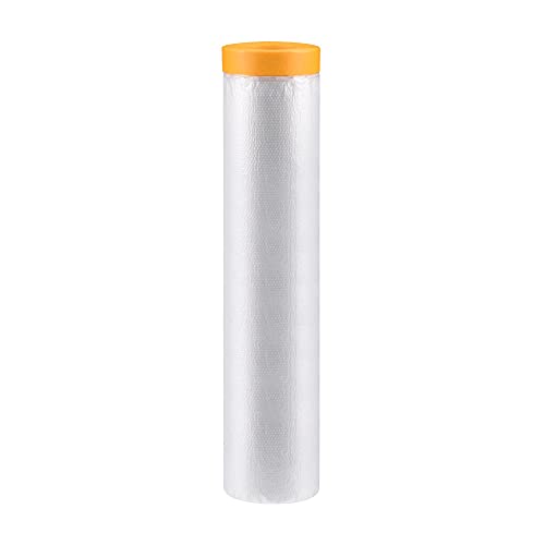 uxcell Pre-Taped Masking Film, 106.3 in x 65 Ft, Plastic Drop Cloth with Medium-Tack Painters Tape for Painting Protection - size: 106.3 in x 65 Ft