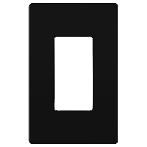 LIDER Decorator Wall Plate, Temperature and Impact Resistant UL Listed, Polycarbonate Thermoplastic, Matte Finish, Screwless Switch Cover for Modern Decoration, Mid-Size 1-Gang 4.88" x 3.11", Black - color: Black, size: 1 Gang